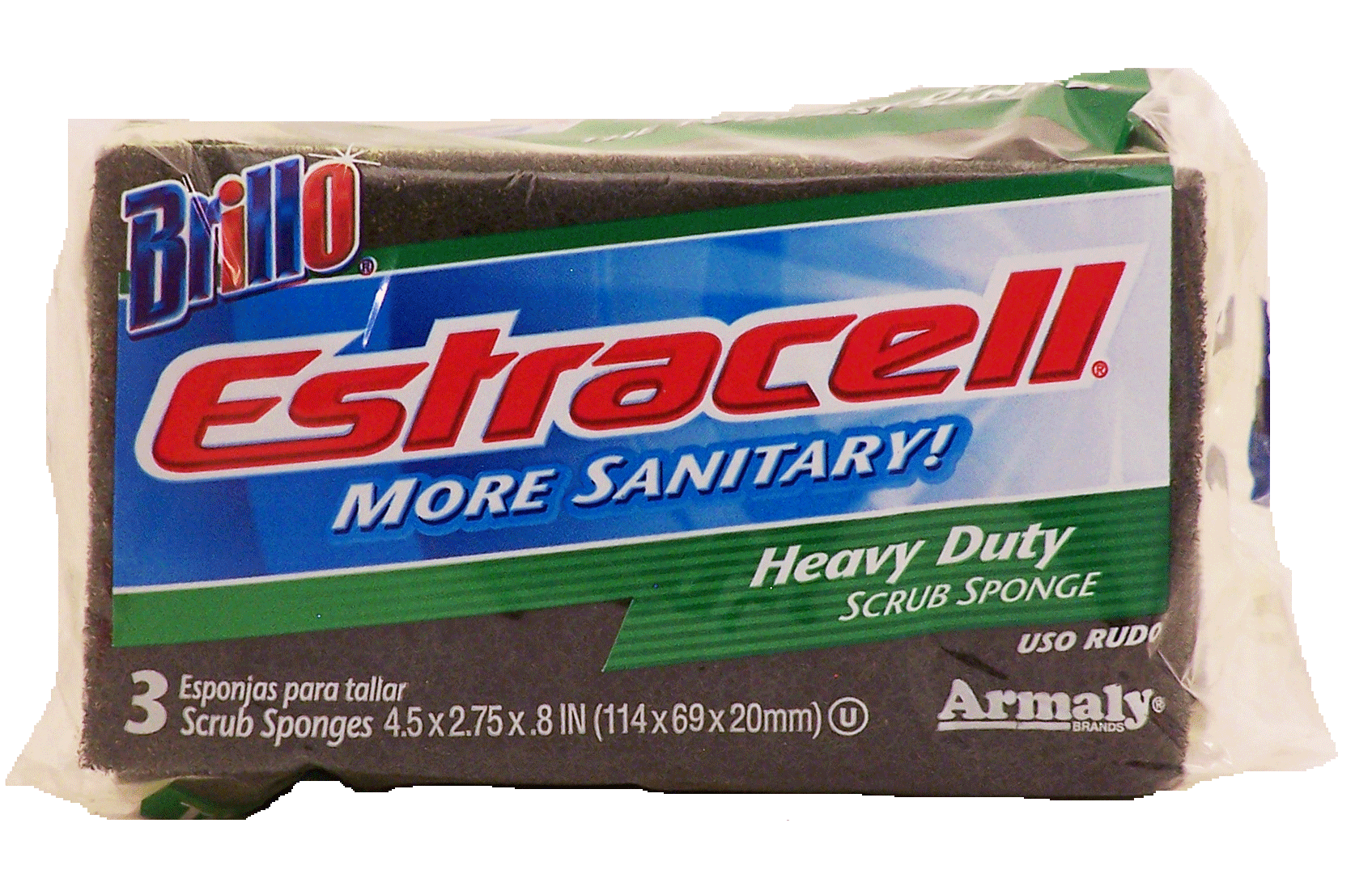 Estracell Brillo heavy duty scrub sponge, more sanitary, 4.5 x 2.75 x 0.8 in Full-Size Picture